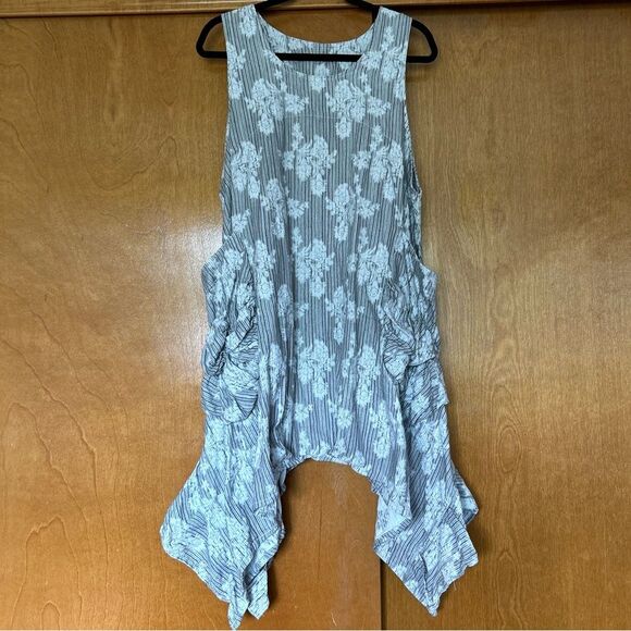Dress To Kill Jane Mohr Grey Striped Floral Flowy Lagenlook Art One Size - Picture 1 of 15